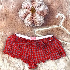 VICTORIA’S SECRET PINK New Vintage Red Plaid Gingham Ruffle PJ Shorts, Size M